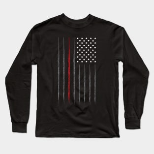 Thin Red Line American Flag Design Long Sleeve T-Shirt
